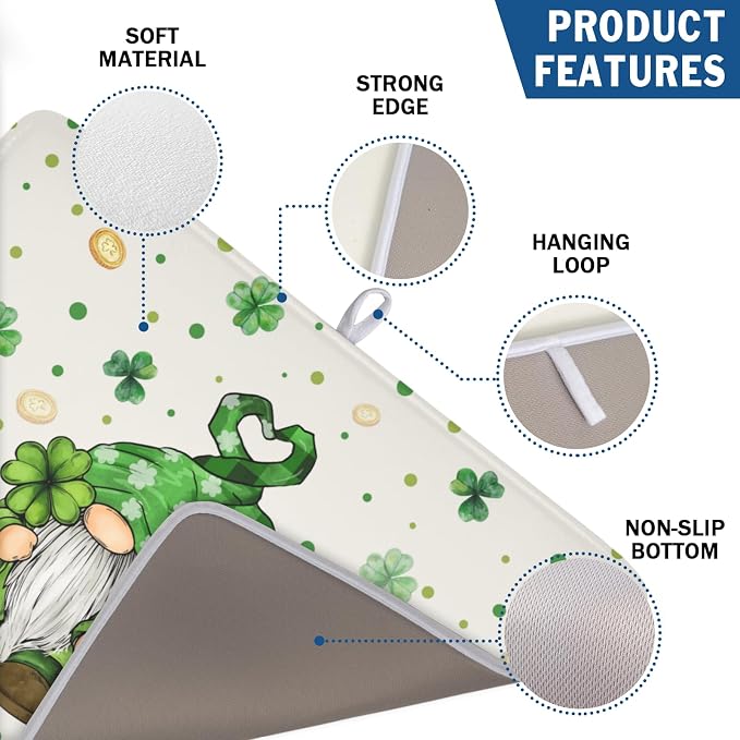 St Patrick's Day Gnome Dish Drying Mat - Image 3