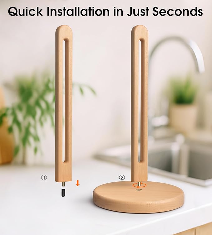 KitchLife Wooden Paper Towel Holder Countertop, 6.5" Jumbo Base, Fits Jumbo - Image 5