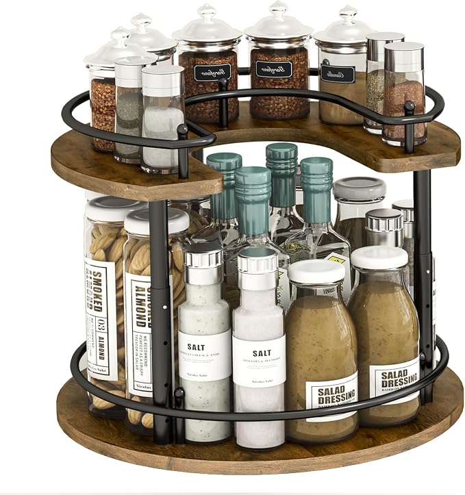 2 Tier Lazy Susan Organizer, 2-Tier Spinning Spice Rack by LIAISIMI