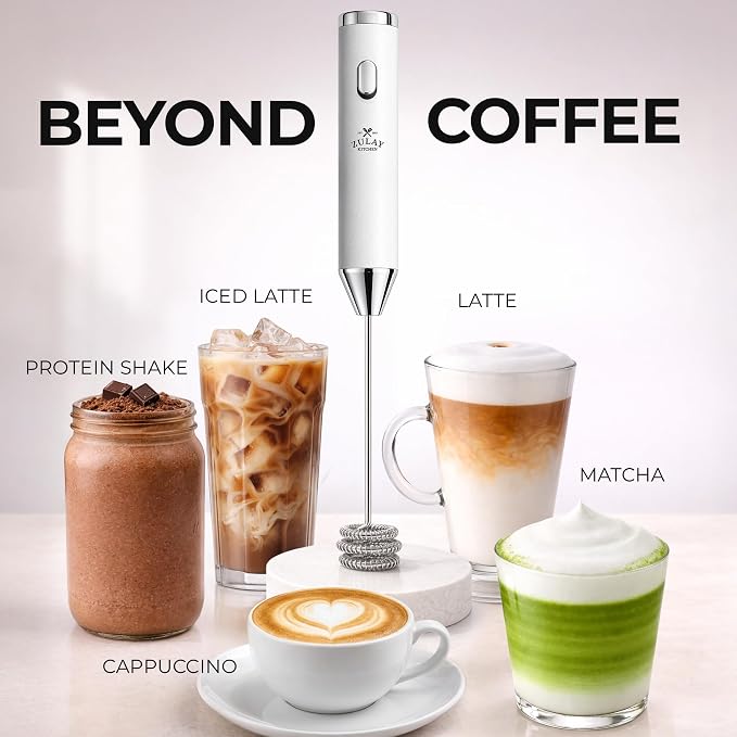 Zulay Kitchen Metal Rechargeable Milk Frother, 3 Whisk Attachments Handheld - Image 6