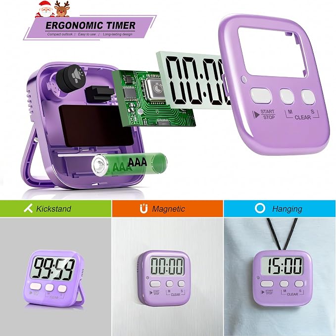 Antonki 2 Pack Digital Timer for Kids, Magnetic Countdown Kitchen Timers for - Image 5
