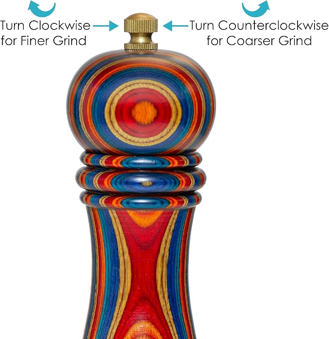 Baltique Montego Bay Pepper Grinder – 8 Inch Colorful Wooden Pepper Mill - Image 7