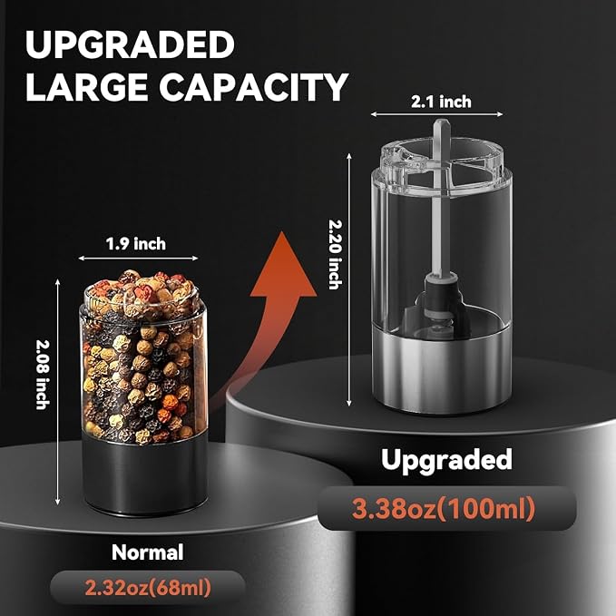 Electric Salt and Pepper Grinder Set Rechargeable, Yumcian Automatic Shakers Set - Image 2