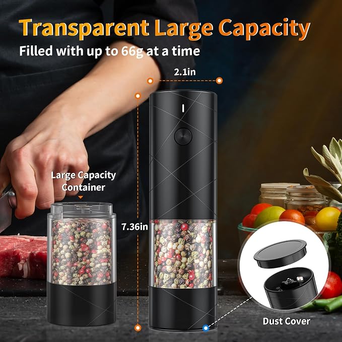 1Pc Electric Salt and Pepper Grinder USB Rechargeable - Image 5