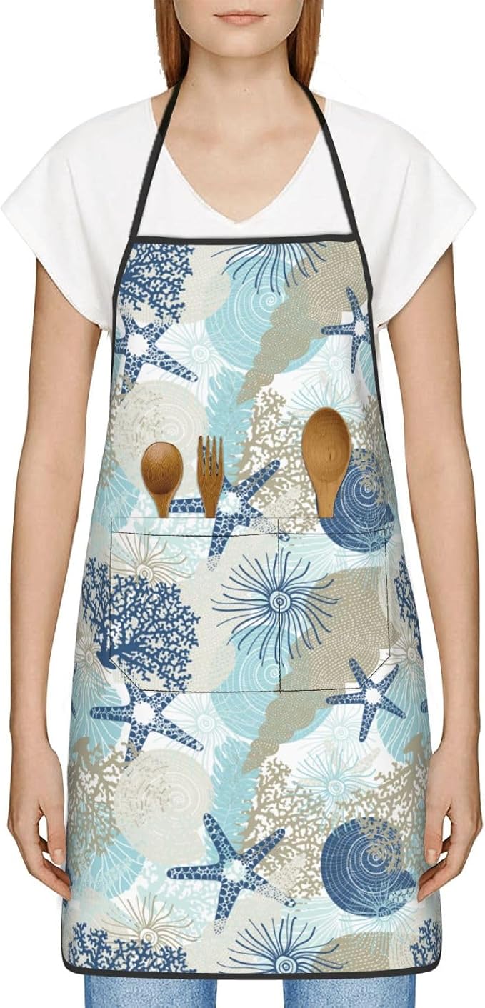 Nautical Coastal Oven Mitts Pot Holders Cooking Apron Set of 5 Silicone - Image 6