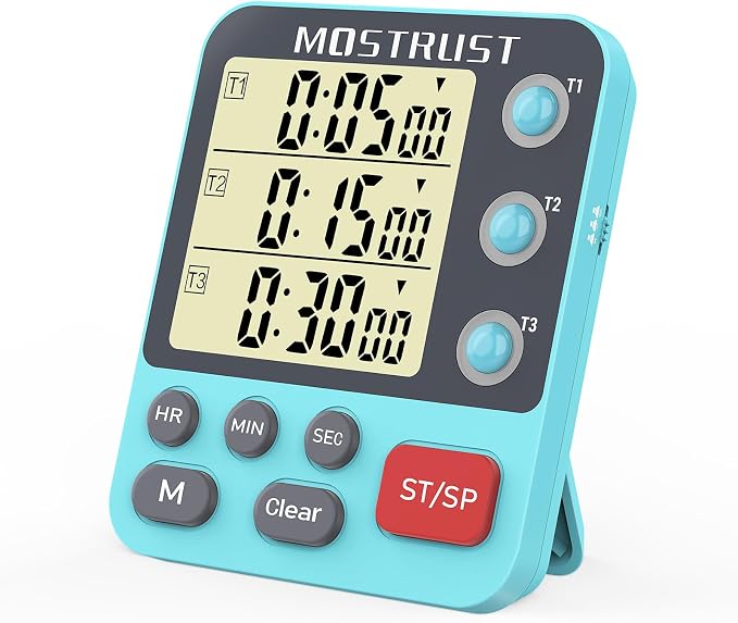 Digital Dual Kitchen Timer, 3 Channels Countdown Triple Timer by MOSTRUST