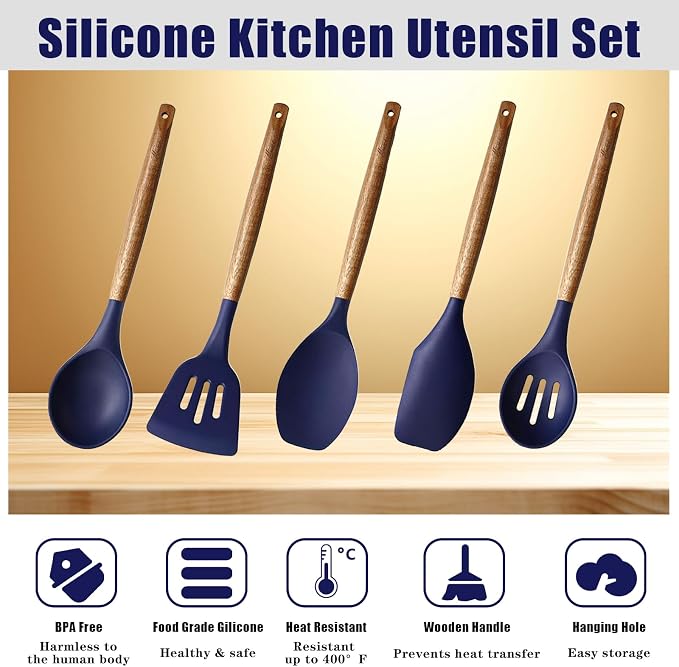Non-Stick Silicone Kitchen Utensils Set - Image 2