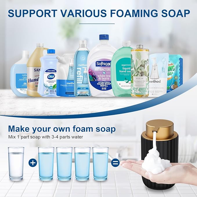 Ceramic Foaming Soap Dispenser, 12 oz Bathroom Foam Hand Soap Dispenser - Image 4