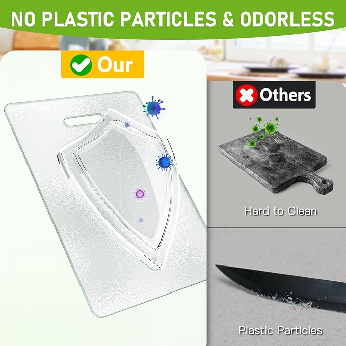 Tempered Glass Cutting Board for Kitchen, Plastic Free, Scratch Resistant - Image 5