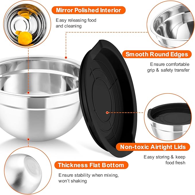 TeamFar Mixing Bowls with Airtight Lids, - Image 4