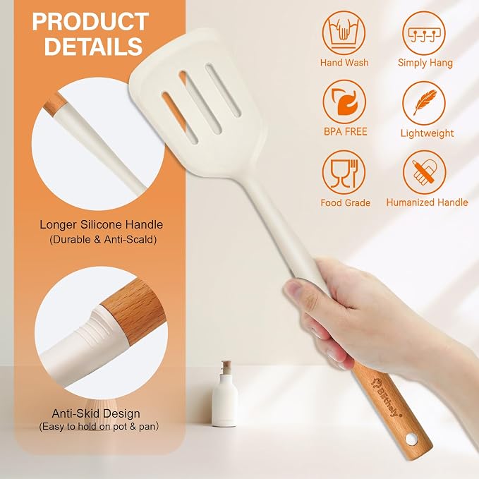 Large Silicone Kitchen Utensils Set, Heat Resistant and BPA Free Silicone - Image 3