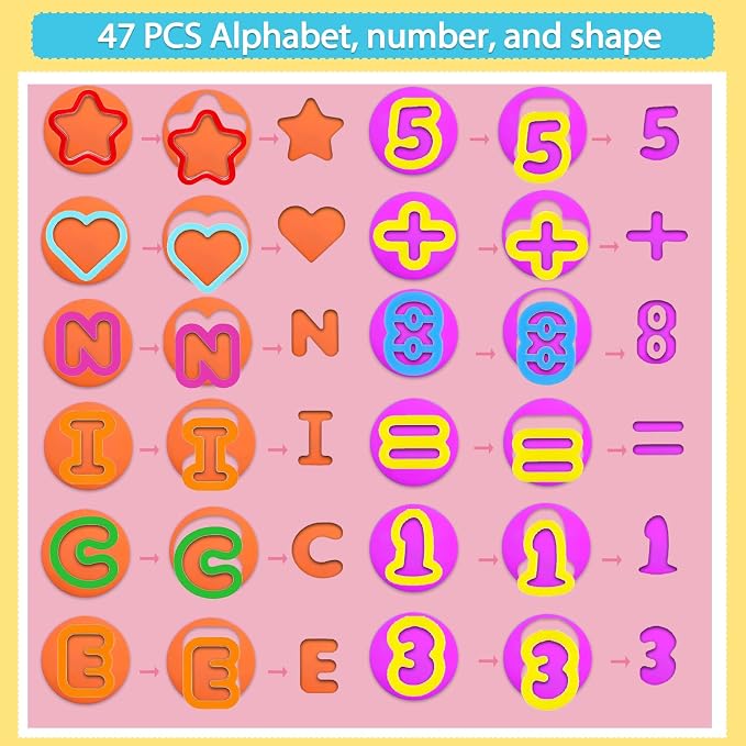 LCY WEDSHI Dough Tool Set, Dough Accessories Includes Alphabet Numbers Shapes - Image 3