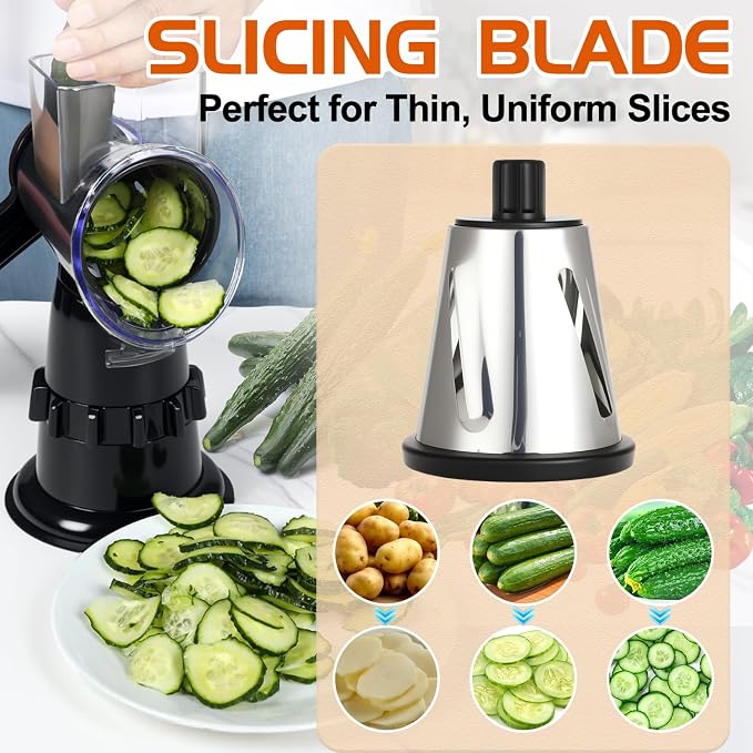 Rotary Cheese Grater Hand Crank, Vegetable Slicer - Image 3
