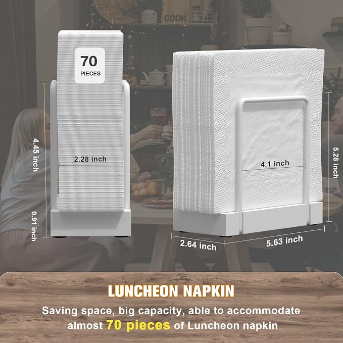 Napkin Holder for Table, Bamboo Iron Standing Napkin Dispenser for Kitchen - Image 7