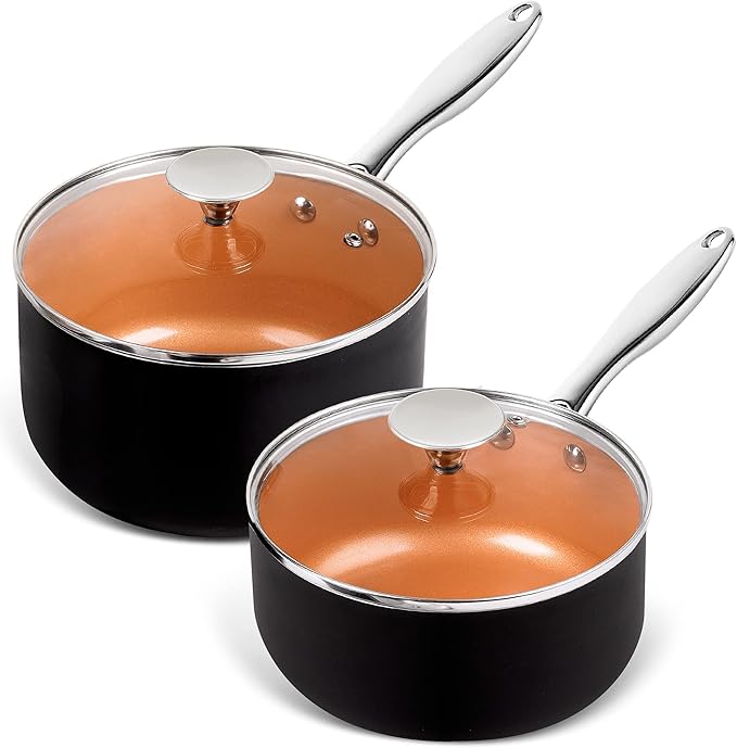 MICHELANGELO Saucepans, 2QT & 3QT Copper Saucepan Set by Michelangelo