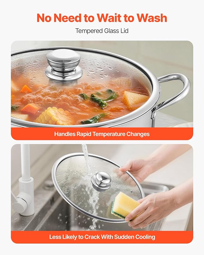 VEVOR Stainless Steel Stock Pot, 16QT Stainless Steel Stockpot - Image 6