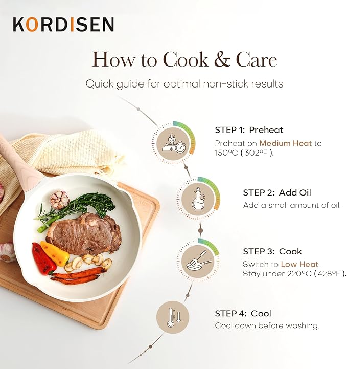 Kordisen Nonstick Ceramic Frying Pan Set, 3 Piece Ceramic Skillet Set, Healthy - Image 4