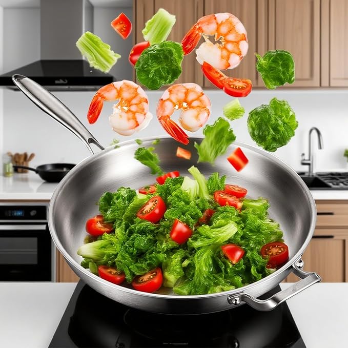 DELARLO Tri-Ply Stainless Steel Pan, 18/10 Frying Pan, Oven Safe Up to 600°F - Image 7