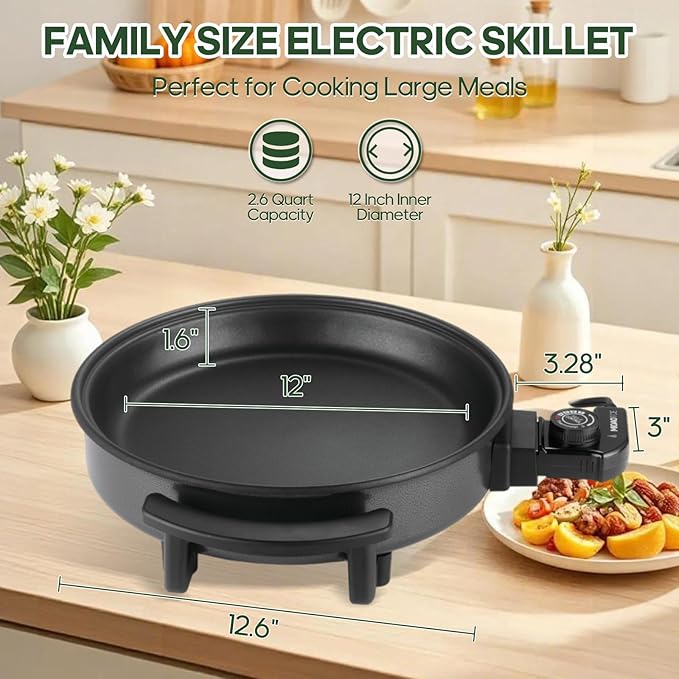 12" Round Electric Skillet - Image 3
