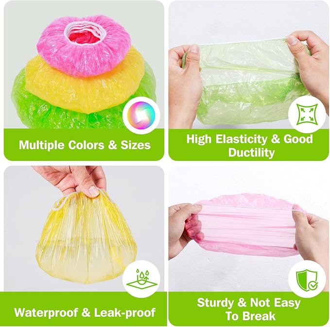 Mwellewm Plastic Bowl Covers Elastic Reusable Food Storage Stretch Saran Wrap - Image 6