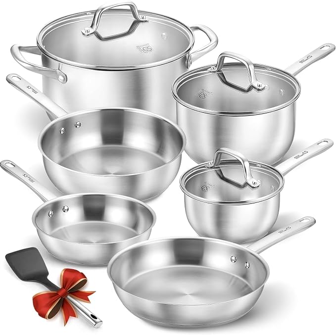 KOCH SYSTEME CS Stainless Steel Pots and Pans Set, 10 Piece Stainless Steel by KOCHSYSTEMECS