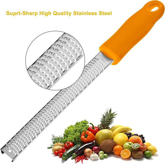 Lemon Zester, Stainless Steel Kitchen Cheese Grater, Plastic Cover Ergonomic - Image 3
