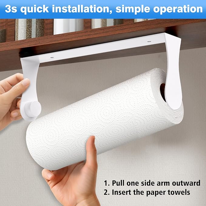 Paper Towel Holder Under Cabinet, Adhesive & Wall Mount, Under Counter Paper - Image 2