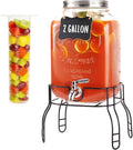 2 Gallon Large Glass Drink Dispenser Set, Beverage Dispensers by JILLSKY