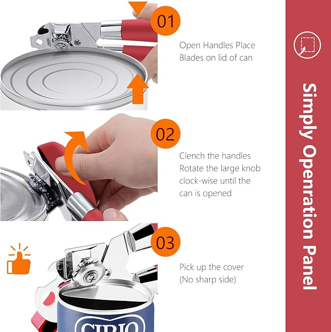 Can Opener, Professional 3-In-1 Multifunctional Manual Can Openers Bottle Opener - Image 6