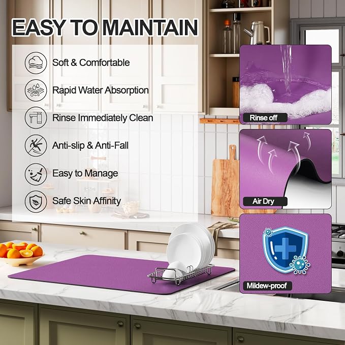 Ecotrim - Dish Drying Mat for Kitchen Counter | Coffee Bar Mat for Countertops - Image 3