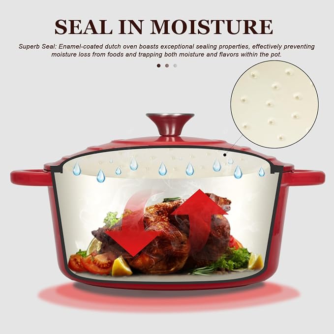 Overmont 5.5QT Enameled Cast Iron Dutch Oven - Image 7