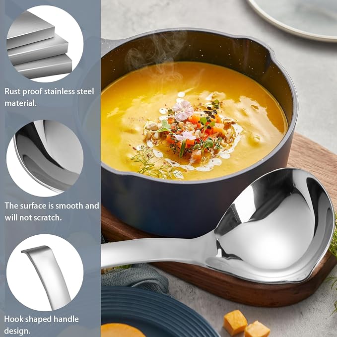 2Pcs Soup Ladle, Soup Spoons Stainless Steel 304 - Image 4