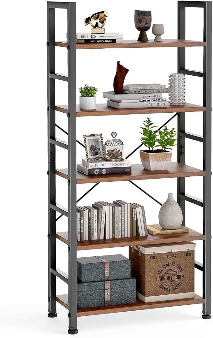 DUMOS 5 Tiers Bookshelf, Classical Modern Book Shelf, Tall Display Shelves in by DumosLifestyle