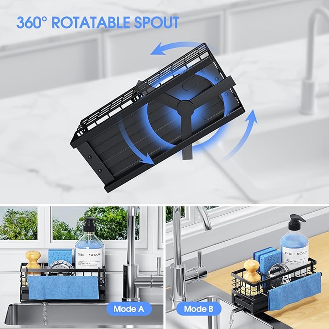 Kitchen Sink Sponge Holder, Rustproof Non-Slip Self-Draining Metal Sink Caddy - Image 4