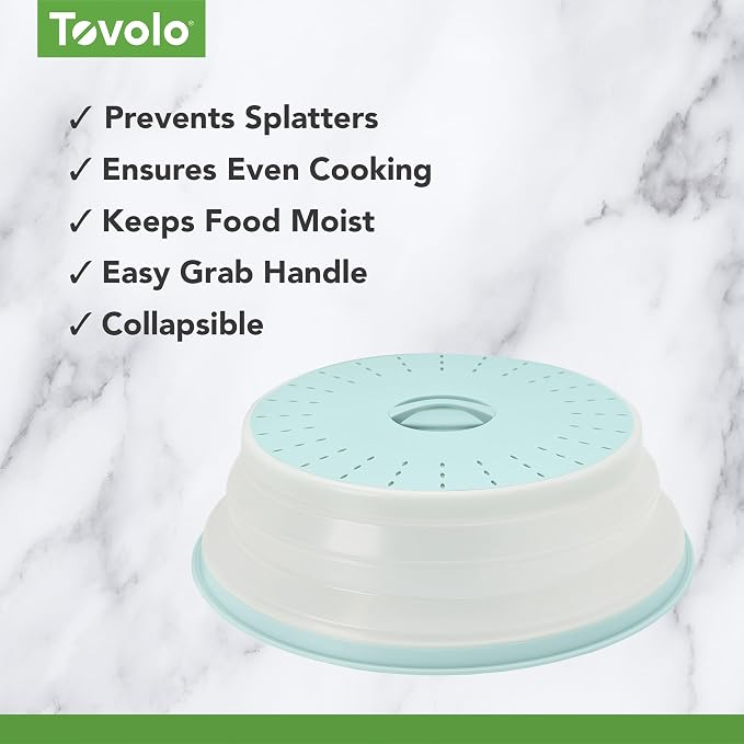 Tovolo Large Microwave Splatter Cover Blue Haze 13 inch Collapsible Silicone - Image 3