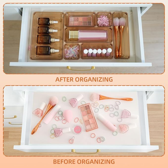 Coffee Acrylic Drawer Organizers Set Storage - Image 3