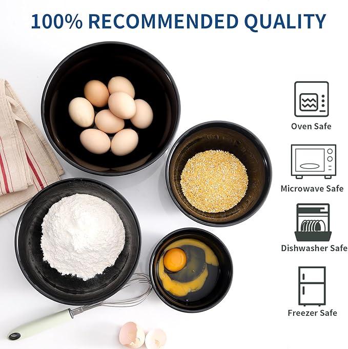 HASENSE Mixing Bowls for Cooking, Ceramic Serving Dishes Set of 4 for Salad - Image 4