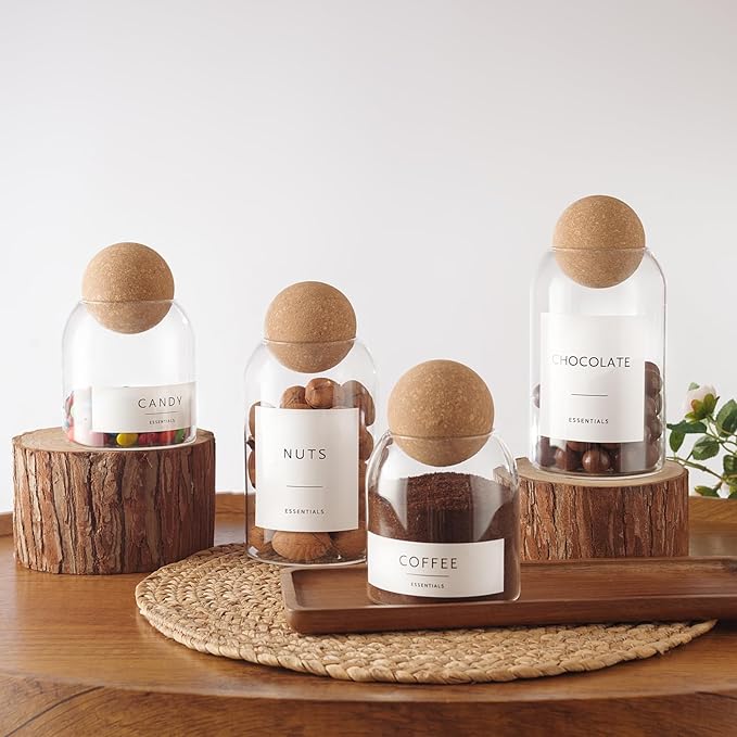 Glass Jars with Cork Lids, 3 Pack Small Decorative Jars with Acacia Tray - Image 7