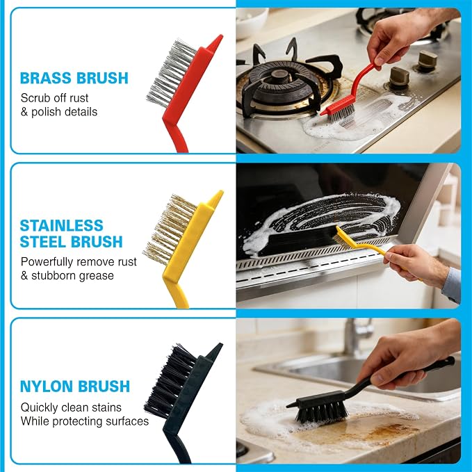 Crevice Cleaning Brush Set, Hard Bristle Small Scrub Brushes, Deep Cleaning - Image 5