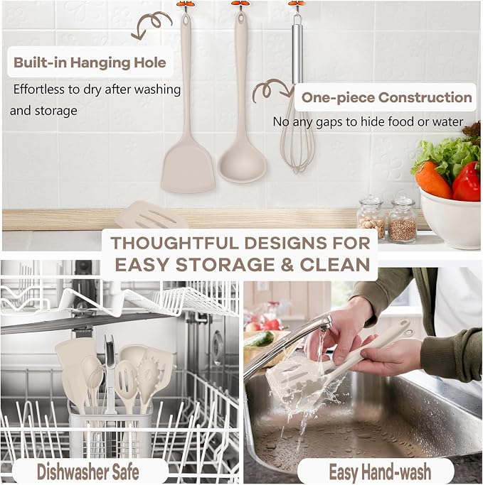 TeamFar Kitchen Cooking Utensils, 446°F Heat Resistant Kitchen Gadgets Tools - Image 4