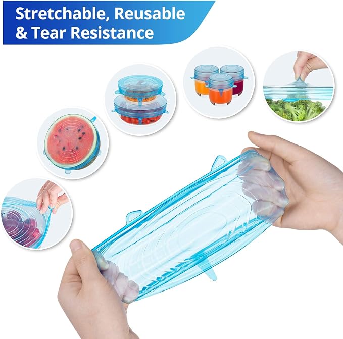 Silicone Stretch Lids, Zero Waste Reusable Silicon Container Lid Covers - Image 3