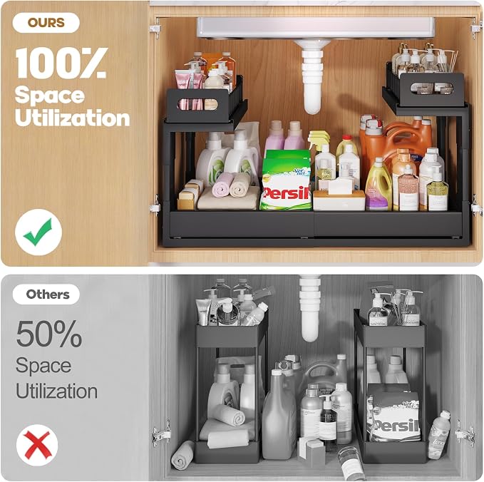 1 Pack-16"-26"W Expandable Under Sink Organizer - Image 4