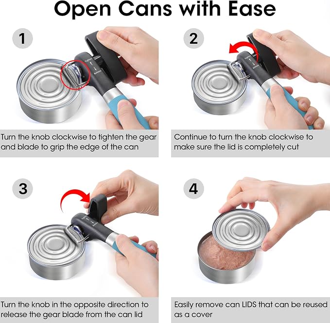 Beneno Can Opener, Manual Side Safe Cut Can Opener Smooth Edge - Image 7