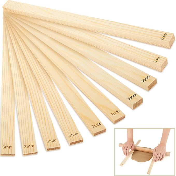 Sasylvia 10 Pcs Pottery Rolling Pin Guides Wood Teaching Rolling Mud Stick by Sasylvia