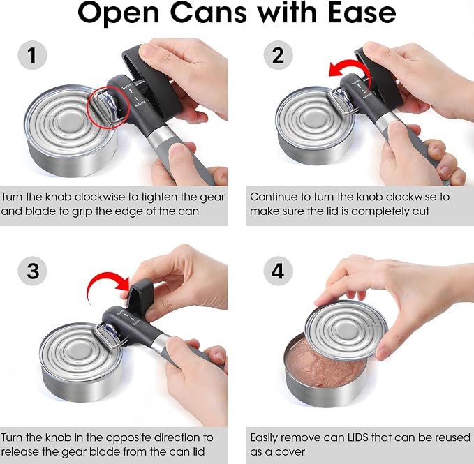Beneno Can Opener, Manual Side Safe Cut Can Opener Smooth Edge - Image 7