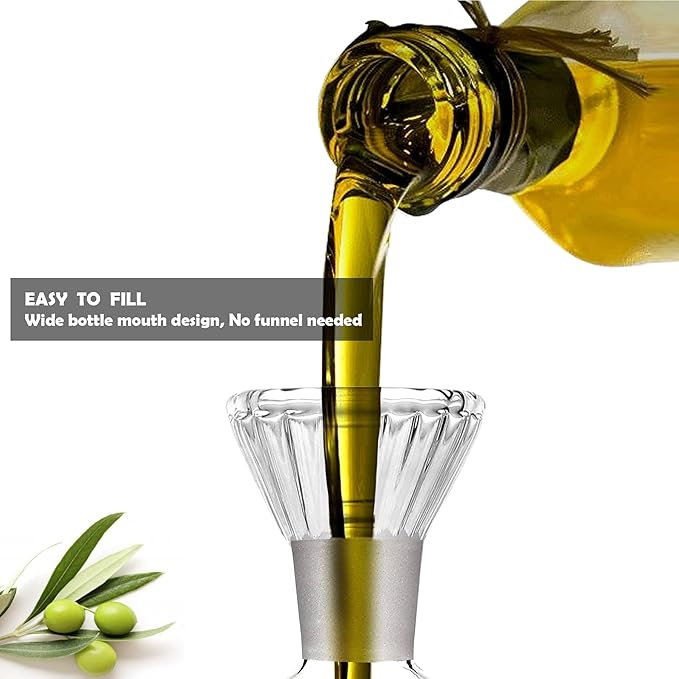 HAIZEEN 16 oz/480ml Non-Drip Olive Oil Dispenser Bottle 100% Glass Oil Carafe - Image 5