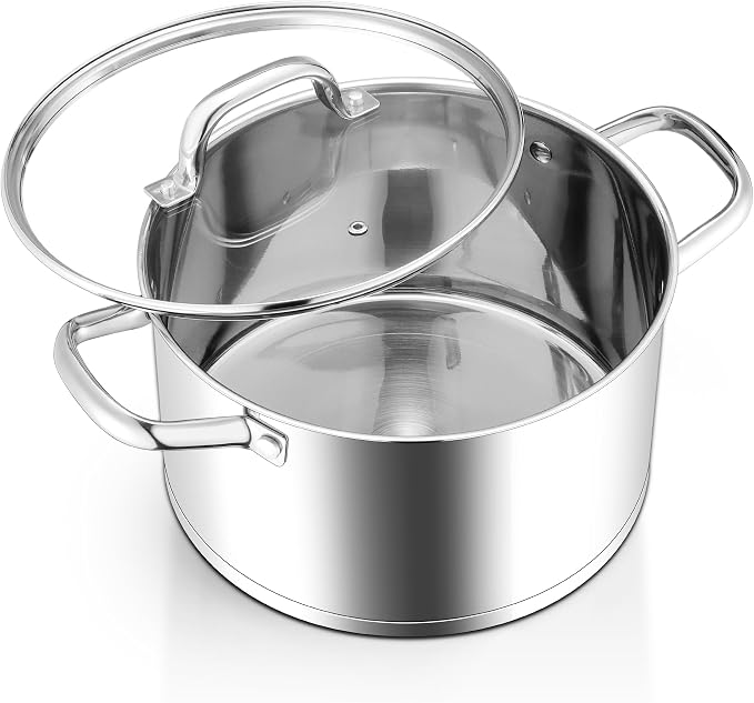 Homikit 5 Quart Stock Pot, Stainless Steel Soup Cooking Pot by Homikit