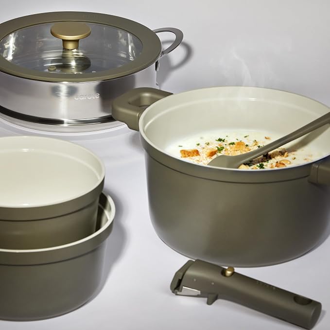 CAROTE Ceramic Saucepan Set 5.5QT/3QT/2QT，Nonstick Cooking Pots Set - Image 7