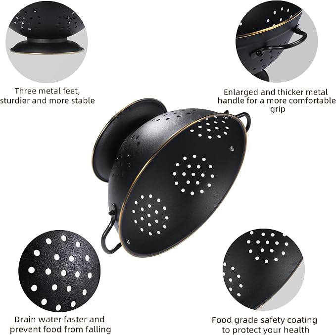 Metal Colander Set of 2, Strainer Basket - Image 5