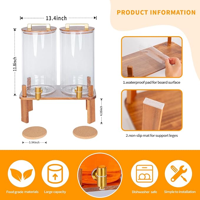 2 PACK 1.5 Gallon Glass Beverage Dispenser - Image 4